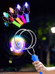 1入隨機顏色發光飛軌魔術陀螺,手動磁力溜溜球,彩虹磁力陀螺