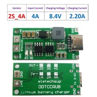 Type-C DC 3-6V บูสต์ชาร์จ BMS 2S 8.4V 3S 12.6V 4S 16.8V 1A 4A 2A บอร์ดชาร์จแบตเตอรี่ลิเธียม USB โมดู