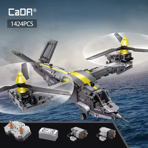 Cada 1424pcs Weapon RC Rotorcraft Fighter Building Blocks City Remote Control Airplane Helicopter Br