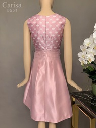 เดรสผ้าไหม เดรสผู้หญิง Carisa เดรสยาว ผ้าไหมเทียม แขนกุดมัดโบว์ที่เอว [5551]