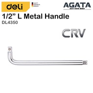 Deli 1/2"  L Metal Handle (10"/450mm)  DL4350 12.5mm Drive CRV H/Duty L Extension Bar Steel Socket E