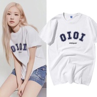 การออกแบบเดิมเสื้อยืดKPOP BLACKPINK ROSE Same Cotton T-shirt Men Women Plus Size OIOI Letter Print Round Neck Short-sleeved Top KoreaS-5XL