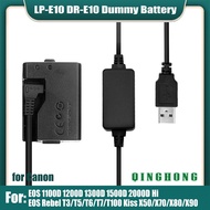5V USB to LP-E10 LPE10 Dummy Battery DR-E10 DC Coupler &amp; Power Bank Cable for Canon EOS 1100D 1200D 1300D 1500D 2000D EOS Hi Cameras