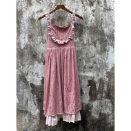 Pastel pink two-strap velvet dress with charm attached and long-sleeved t-shirt frs. 059