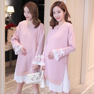 Pregnancy Clothes Spring Maternity Dresses Long Sleeve Winter Maternity Gown Chiffon Ruffles Casual 