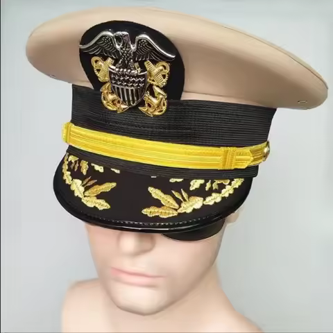 US Naval Commander Cap Admiral Hat Captain Officer Cosplay Cap Navy Captain Hat 55-62cm Seaman Sailo