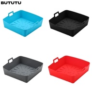BUTUTU Baking Tray, Reusable 9" Large Size Air Fryer Liners, Portable with Handle Silicone Heat-Resi