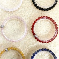 客製寶石手串 6mm粉晶 蘇打石 黃玉 紅玉髓 東菱玉 黑曜石 白玉髓