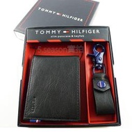 【TOMMY專櫃正品】美國 TOMMY HILFIGER 代購 三色布標 短夾+鑰匙扣禮盒組男生 皮夾 男用