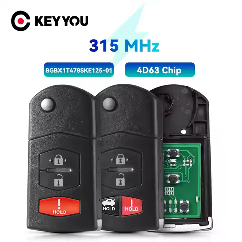 KEYYOU Remote Key For Mazda 2 3 5 6 8 CX-7 CX-9 MX-5 BGBX1T478SKE125-01 KPU41788 SKE126-01 4D63 313.