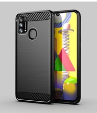 Samsung Galaxy M31เคส SamsungM31คาร์บอนไฟเบอร์ TPU ซิลิโคนนิ่มฝาหลังเกราะเคสโทรศัพท์