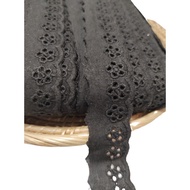 25MM~35MM Embroidery Cotton Lace Border Lace Trim Sewing DIY Black Baju Kurung Kebaya Kain Renda Kahwin Borong [1 Yard]