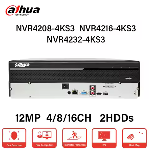 Dahua 8/16/32CH 4K NVR NVR4208-4KS3 NVR4216-4KS3 NVR4232-4KS3 Up to 12MP IP Camera Video Recorder Wi