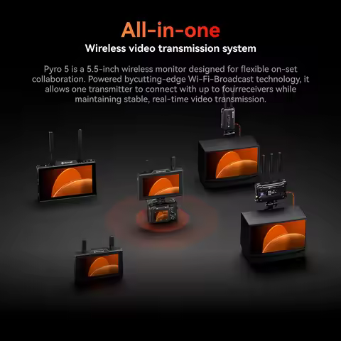 Hollyland Wireless Monitor Pyro5 pyro 5 1500 Nits 5.5" 1300ft Range 0.06 Latency 2.4GHz 5GHz Dual Ba