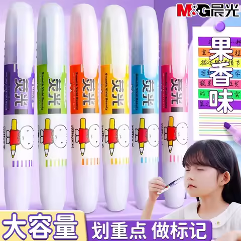 M&G Scented Highlighter, Large Capacity Markers, 6 Scents, Student and Office Use