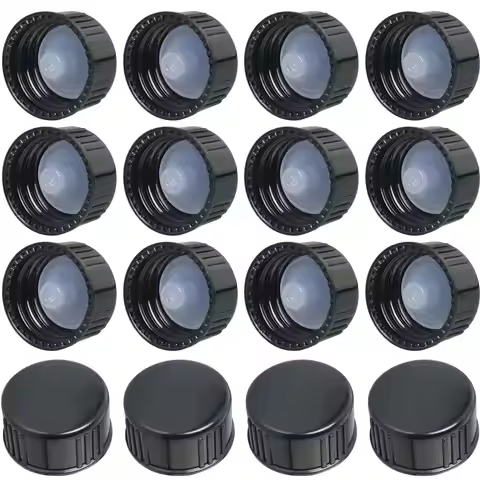 16pcs Phenolic Resin Cover 18mm/20mm/22mm/24mm Black Poly Seal Screw Caps for Daily Chemicals, Food,