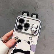 IPhone case Camera silver-plated window FRAME with PANDAS for iphone 15 prm 14 pro 14 promax 11 12 1