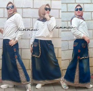 Rok Jeans Panjang Bawahan Wanita Model Terbaru Modern Junov