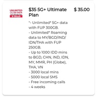 Singtel $35 Prepaid 5G Plan – 300GB Data, 250GB Roaming, 1000 IDD Mins, 3000 Local Mins, 5000 SMS, 2