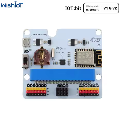IOT:bit Internet WIFI Extension Board For micro:bit ESP8266 WiFi/Buzzer/RTC Module Support Makecode 