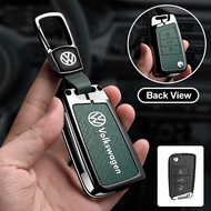 Leather Car Smart Key Case Cover Shell For VW Volkswagen Golf 7 MK7 Tiguan MK2 For SEAT Ateca Leon F