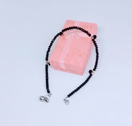 Custom made crystal anklet 4mm and 5mm black crystals with bells.  Length 20cm to 33cm choose  .