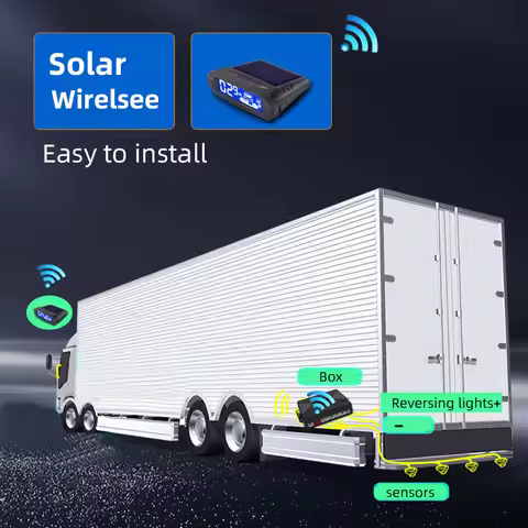 QXNY 24V Wireless Solar Charging 4 Parking Sensors Kit Backup Radar Rear Parktronic for Truck Pickup