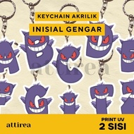 GANTUNGAN Acrylic Initial Keychain - Gengar | Cute Cartoon Initial Souvenir Keychain