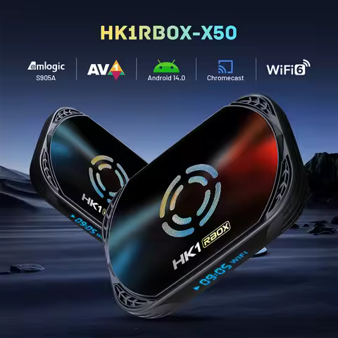 HK1 RBOX X50 Amlogic S905X5M Android 14 TV Box Quad Core 8K 1000M LAN Voice Remote Wifi6 BT5 DDR4 2.