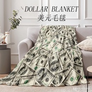 Creative Dollar Flannel Blanket Funny Birthday Gift Christmas Dormitory Office Thin Cover PNRX HVV2