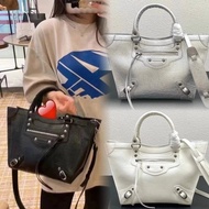 Balenciaga Handbag Women's Snap Button Handbag Shoulder Crossbody Leather Bag E4CN