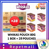 Whiskas Pouch(1 Box 28 Pack)Tasty Mix/Junior/ Kitten/ Adult Cat Wet Food Makanan Kucing Basah 70g-80