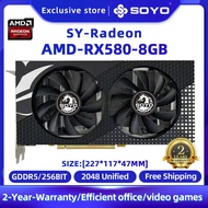 SOYO Original RX580 8G กราฟิกการ์ด GPU GDDR5 256Bit 8pin 14nm PCIE 3.0 × 16ใหม่การ์ดสนับสนุนเดสก์ท็อป CPU Placa De วิดีโอ