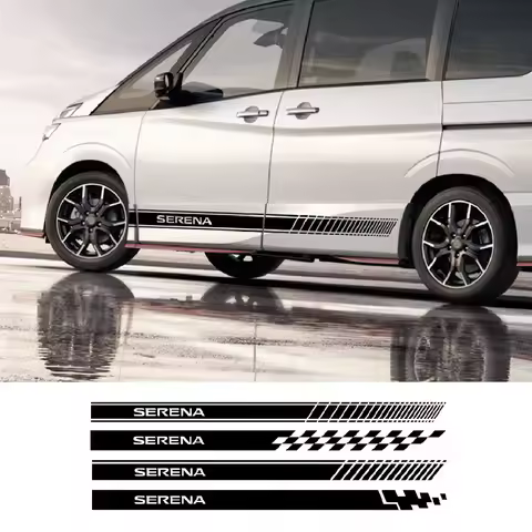 2PCS Car Side Door Stickers For Nissan Serena C23 C24 C25 C26 C27 Accessories Tuning Long Stripes Gr
