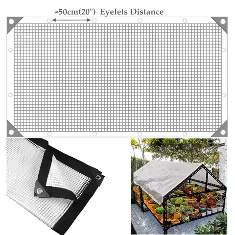 0.35MM 2MX2M~3MX4M PE Tarpaulin Mesh Reinforced Garden Gazebo Waterproof Canopy Rainproof Cloth