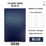 F4 Diari 2026 1 hari 1 Halaman Diari dengan senarai tugasan harian Kulit Keras BPB Saiz F4 Folio Buk