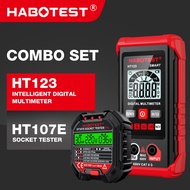 HABOTEST🔥HT123 Digital Multimeter +HT107E RCD UK Plug Socket Tester Set DC/AC Intelligent Multimeter