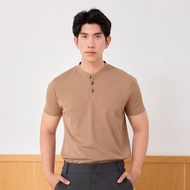 Khaki Bros. - คาคิบรอส - Henley T-shirt - เสื้อยืดแขนสั้นคอ Henley ทรง Regular - KM25K035
