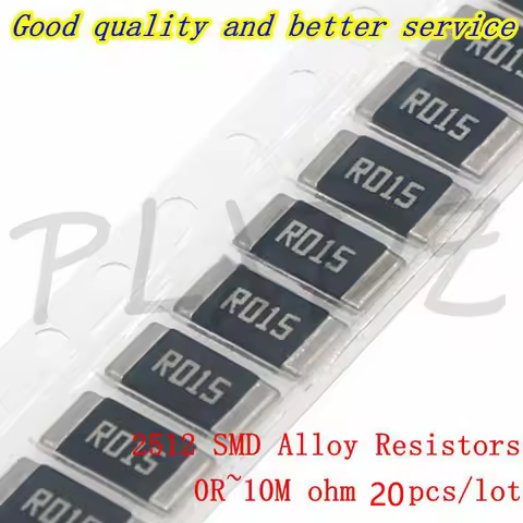 20PCS 2512 SMD Alloy Resistor 1% 0R-10m 0.1R 0.1 ohm R100 R010 R020 R050 R100 R200 R220 R330 R470 R5