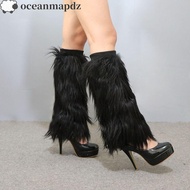 OCEANMAPDZ Furry Leg Warmers, Faux Fur Japanese Style Lolita Boots Cover, Foot Cover 40cm Light Up Y