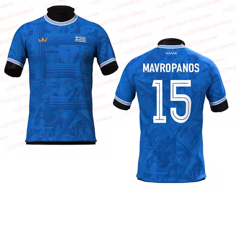 25-26 New Greece Football Men Football Jersey Quick Drying Mavropanos 15 Jersey Kit Men Greece Footb
