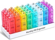 Zoksi Monthly Pill Organizer 3 Times a Day, One Month Pill Box Organizer Morn-Noon-Eve, 30 Day Pill Case for Travel, 31 Day Medicine Organizer with 32 Removable Compartments for All Meds