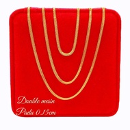 Emas 916 Original Necklace for Women Thin Snake Chain Necklace Rantai Leher Emas 375 Lelong Kalung H