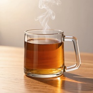 Set of 6 high-quality transparent glass cups with thick handles, capacity 170ml/280ml, simple design