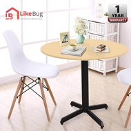 LIKE BUG: Restaurant Round Table Runda Steel Frame Quad-Leg Simple Round Wooden Top Dining Table