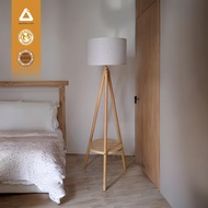 Apolee.com A1-04 โคมไฟตั้งพื้น(ไม้แท้) สามขา+ชั้นวาง ปรับไฟได้ 3 สี รับประกัน 1 ปีเต็ม