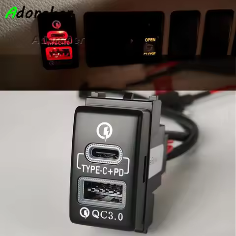 1PC Car Charger Fast Charger Type-C PD USB QC3.0 Socket Power Adapter Fit For Nissan Patrol Y62 X-TR