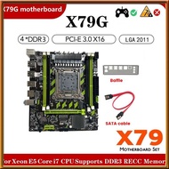 [V E C K] X79G Motherboard+SATA Cable+Bezel LGA2011 4XDDR3 RECC Slot M.2 NVME PCI-E X16 6XUSB2.0 SAT