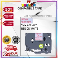 Compatible Tze-222 9mm Red on Clear Tape Label