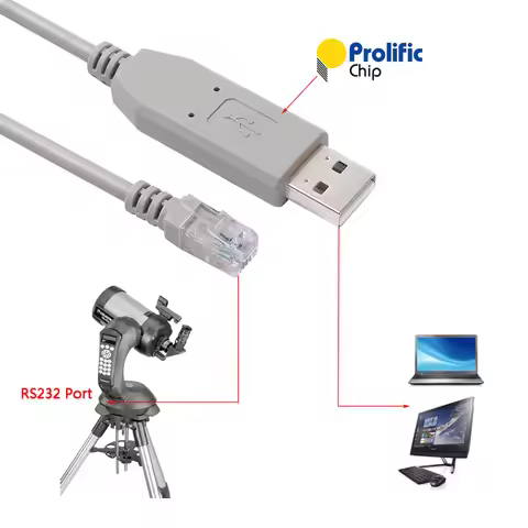 Celestron Nexstar Hand Control USB RS232 Serial to RJ9 4P4C Update Firmware Cable for Celestron Next